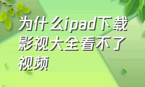 为什么ipad下载影视大全看不了视频