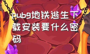 pubg地铁逃生下载安装要什么密码