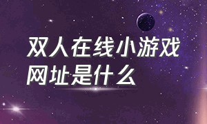 双人在线小游戏网址是什么