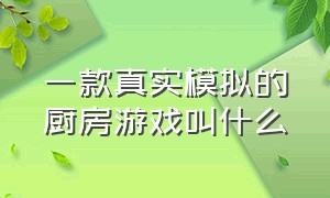 一款真实模拟的厨房游戏叫什么