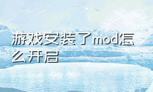 游戏安装了mod怎么开启