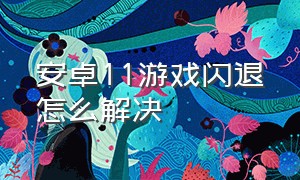 安卓11游戏闪退怎么解决（安卓11游戏闪退怎么解决方法）