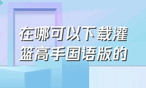 在哪可以下载灌篮高手国语版的