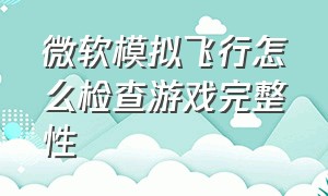 微软模拟飞行怎么检查游戏完整性