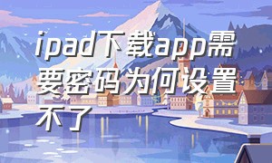 ipad下载app需要密码为何设置不了