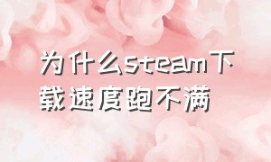 为什么steam下载速度跑不满