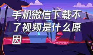 手机微信下载不了视频是什么原因