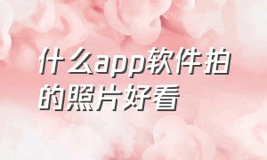 什么app软件拍的照片好看（哪种拍照app拍出来的照片好看）