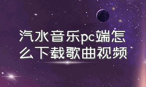 汽水音乐pc端怎么下载歌曲视频