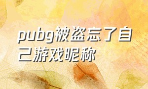 pubg被盗忘了自己游戏昵称