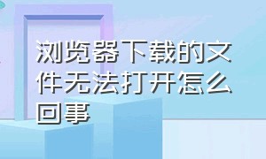 浏览器下载的文件无法打开怎么回事（浏览器下载的文件无法打开怎么回事啊）