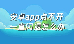 安卓app点不开一直闪退怎么办