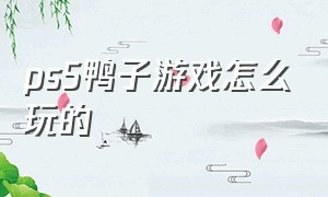 ps5鸭子游戏怎么玩的