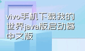 vivo手机下载我的世界java版启动器中文版（vivo手机如何下载我的世界官方版）