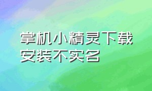 掌机小精灵下载安装不实名（掌机小精灵实名认证吗）