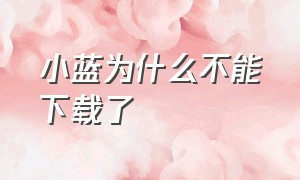 小蓝为什么不能下载了