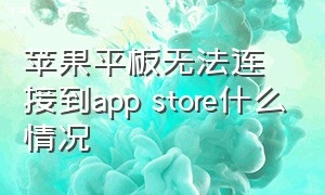 苹果平板无法连接到app store什么情况（ipad无法连接到app store如何解决）