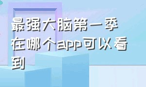 最强大脑第一季在哪个app可以看到