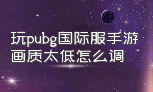 玩pubg国际服手游画质太低怎么调（pubg国际服修改画质90帧手机）