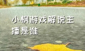 小枫游戏解说主播是谁（小枫游戏解说在哪个平台）