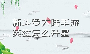 新斗罗大陆手游英雄怎么升星（新斗罗大陆手游魂王怎么升到魂帝）