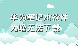 华为笔记本软件为啥无法下载