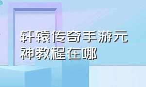 轩辕传奇手游元神教程在哪（轩辕传奇手游）