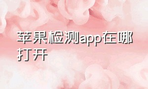 苹果检测app在哪打开