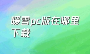 暖雪pc版在哪里下载