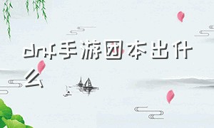 dnf手游团本出什么