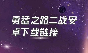 勇猛之路二战安卓下载链接（勇猛之路二战安卓下载链接安装）