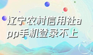 辽宁农村信用社app手机登录不上（辽宁农信银行app官网下载）