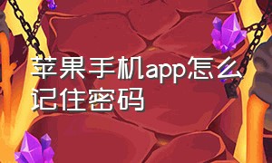 苹果手机app怎么记住密码