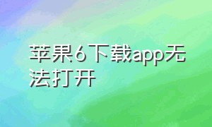 苹果6下载app无法打开