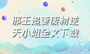 邪王追妻废材逆天小姐全文下载（邪王追妻废材逆天小姐电子书下载）