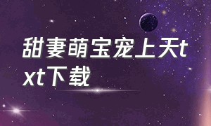 甜妻萌宝宠上天txt下载（甜妻一胎双宝txt全集下载）