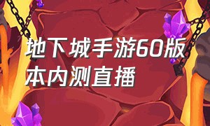 地下城手游60版本内测直播（地下城手游内测版本下载）