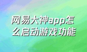 网易大神app怎么启动游戏功能（网易大神app下载）