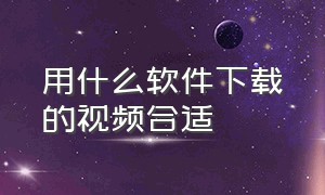 用什么软件下载的视频合适