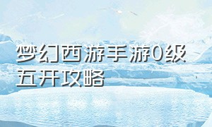 梦幻西游手游0级五开攻略（梦幻西游手游官方官网）