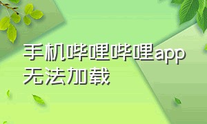 手机哔哩哔哩app无法加载（手机哔哩哔哩app无法加载图片）