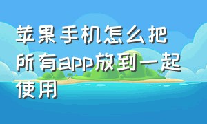 苹果手机怎么把所有app放到一起使用（苹果手机怎么把录音功能放到快捷里）