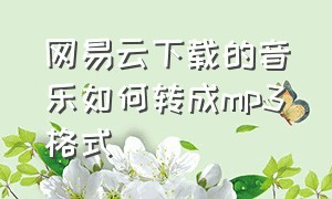 网易云下载的音乐如何转成mp3格式（网易云下载的音乐如何转成mp3免费）