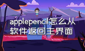 applepencil怎么从软件返回主界面