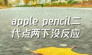 apple pencil二代点两下没反应