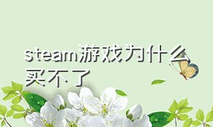 Steam游戏为什么买不了