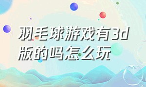 羽毛球游戏有3d版的吗怎么玩（羽毛球游戏有3d版的吗怎么玩视频）