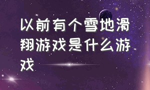 以前有个雪地滑翔游戏是什么游戏