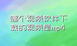 哪个视频软件下载的视频是mp4（哪个软件能下载mp4格式的视频）