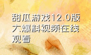 甜瓜游戏12.0版大爆料视频在线观看（甜瓜游戏下载教程4.0版本）